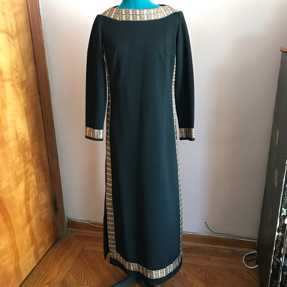 Vintage stunning belted black column dress - Picture 7 of 8